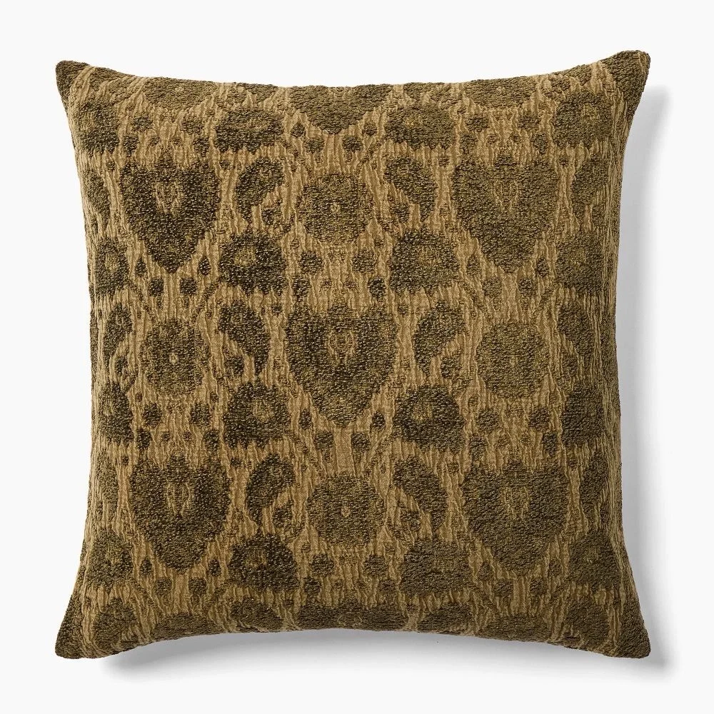 West Elm Chenille Jacquard Paisley Pillow Cover light blue 24X24